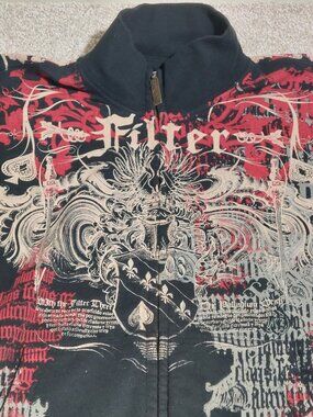 Filter zip up sweater EMO skater Punk Streetwear Black Size XL